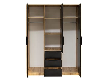 Chavez Möbelset Sovrum - Sängram 160x200 cm med sängbord + Garderob 150x200 cm - brun och vit - Möbler - Säng - Möbelset för sovrum
