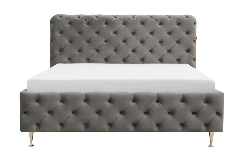 Chesterfield Komplett Sängpaket Sängram med Madrass 120x200 cm - Grå - Möbler - Säng - Ramsäng
