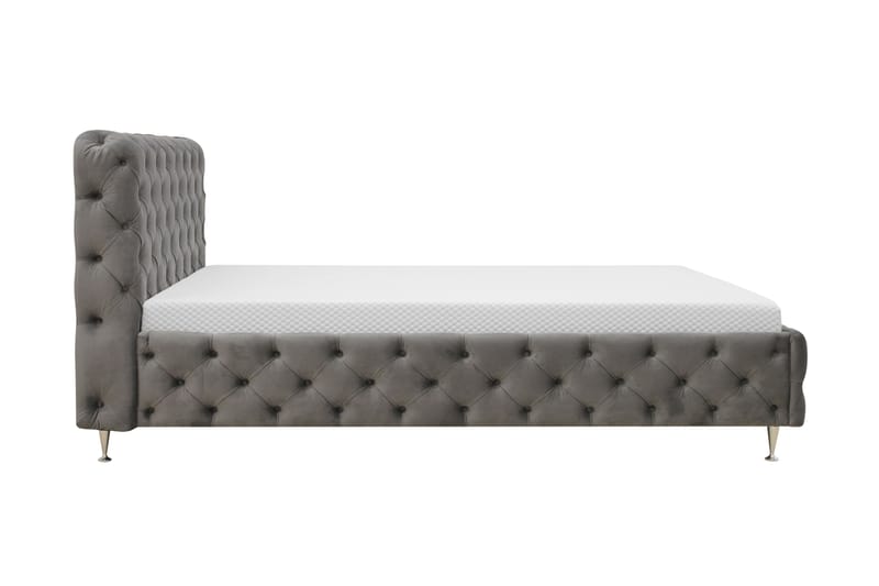 Chesterfield Komplett Sängpaket Sängram med Madrass 120x200 cm - Grå - Möbler - Säng - Ramsäng