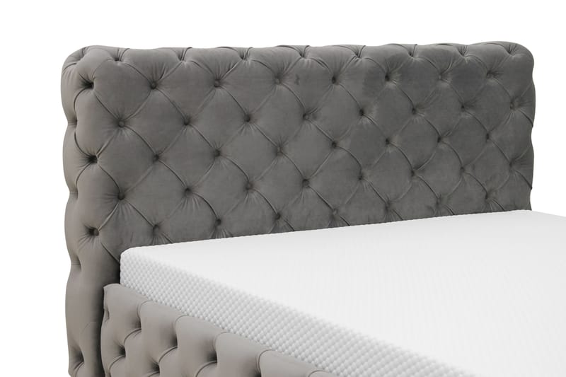 Chesterfield Komplett Sängpaket Sängram med Madrass 120x200 cm - Grå - Möbler - Säng - Ramsäng
