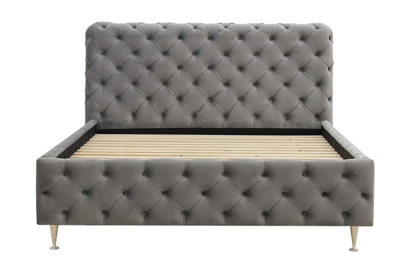 Chesterfield Komplett Sängpaket Sängram med Madrass 120x200 cm - Grå - Möbler - Säng - Ramsäng