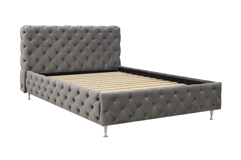 Chesterfield Komplett Sängpaket Sängram med Madrass 120x200 cm - Grå - Möbler - Säng - Ramsäng