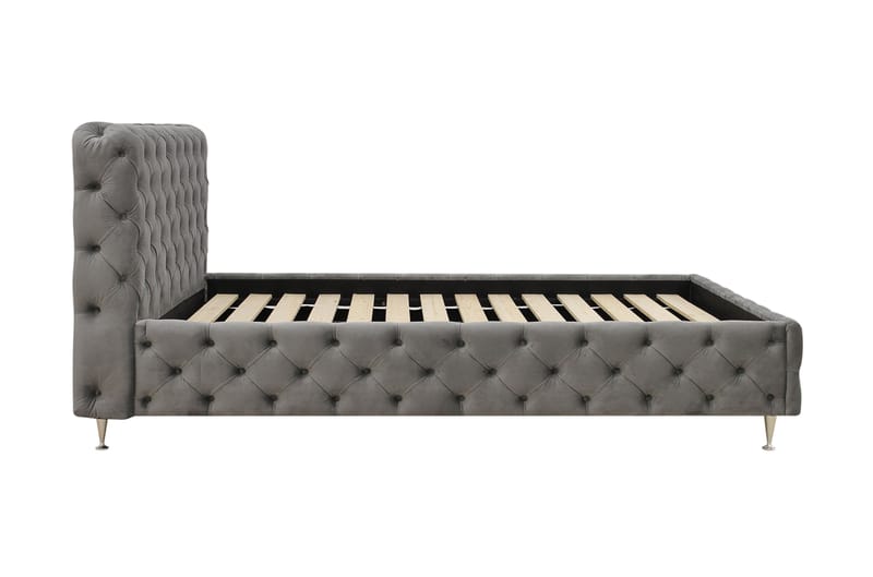 Chesterfield Komplett Sängpaket Sängram med Madrass 120x200 cm - Grå - Möbler - Säng - Ramsäng