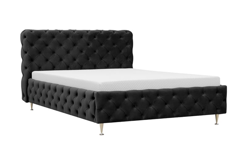 Chesterfield Komplett Sängpaket Sängram med Madrass 120x200 cm - Svart - Möbler - Säng - Ramsäng
