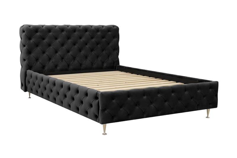 Chesterfield Komplett Sängpaket Sängram med Madrass 120x200 cm - Svart - Möbler - Säng - Ramsäng