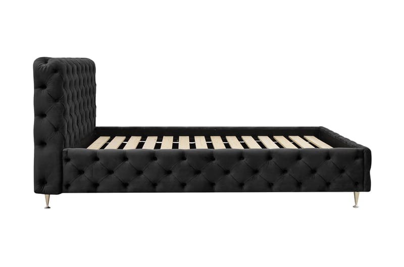 Chesterfield Komplett Sängpaket Sängram med Madrass 120x200 cm - Svart - Möbler - Säng - Ramsäng