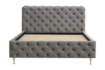 Chesterfield Komplett Sängpaket Sängram med Madrass 140x200 cm - Grå - Möbler - Säng - Ramsäng