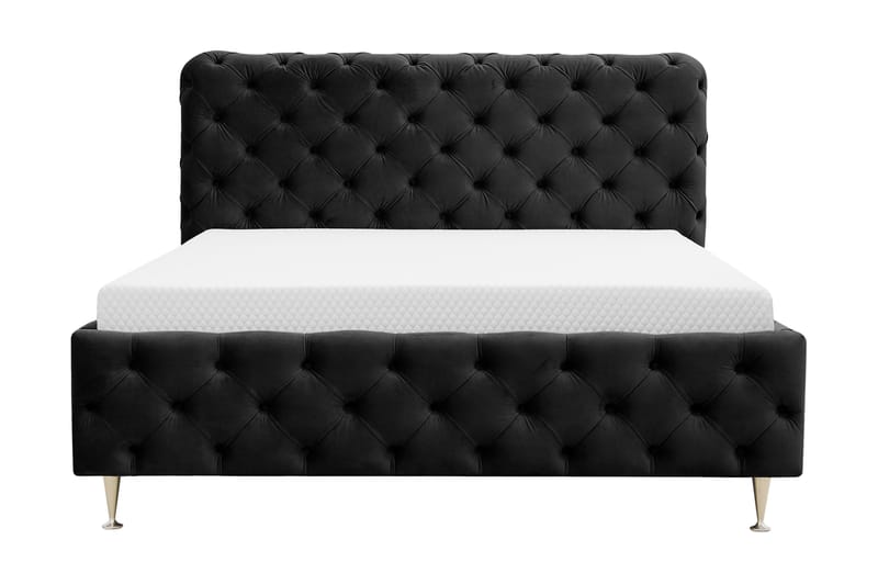 Chesterfield Komplett Sängpaket Sängram med Madrass 140x200 cm - Svart - Möbler - Säng - Ramsäng