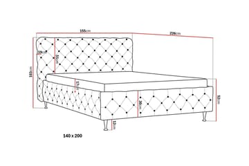 Chesterfield Komplett Sängpaket Sängram med Madrass 140x200 cm - Svart - Möbler - Säng - Ramsäng