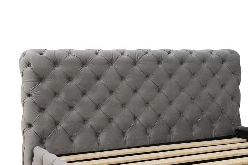 Chesterfield Komplett Sängpaket Sängram med Madrass 160x200 cm - Grå - Möbler - Säng - Ramsäng