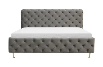 Chesterfield Komplett Sängpaket Sängram med Madrass 160x200 cm - Grå - Möbler - Säng - Ramsäng