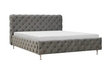 Chesterfield Komplett Sängpaket Sängram med Madrass 160x200 cm - Grå - Möbler - Säng - Ramsäng