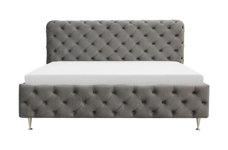 Chesterfield Komplett Sängpaket Sängram med Madrass 160x200 cm - Grå - Möbler - Säng - Ramsäng