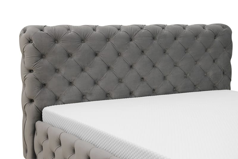 Chesterfield Komplett Sängpaket Sängram med Madrass 160x200 cm - Grå - Möbler - Säng - Ramsäng
