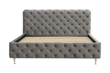 Chesterfield Komplett Sängpaket Sängram med Madrass 160x200 cm - Grå - Möbler - Säng - Ramsäng