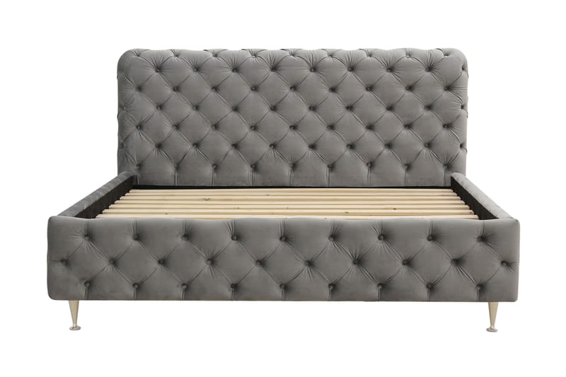 Chesterfield Komplett Sängpaket Sängram med Madrass 160x200 cm - Grå - Möbler - Säng - Ramsäng