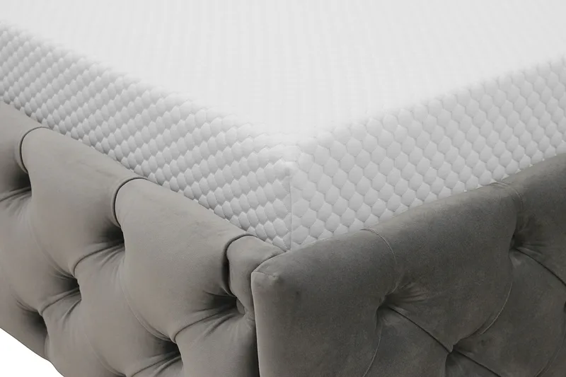 Chesterfield Komplett Sängpaket Sängram med Madrass 160x200 cm - Grå - Möbler - Säng - Ramsäng