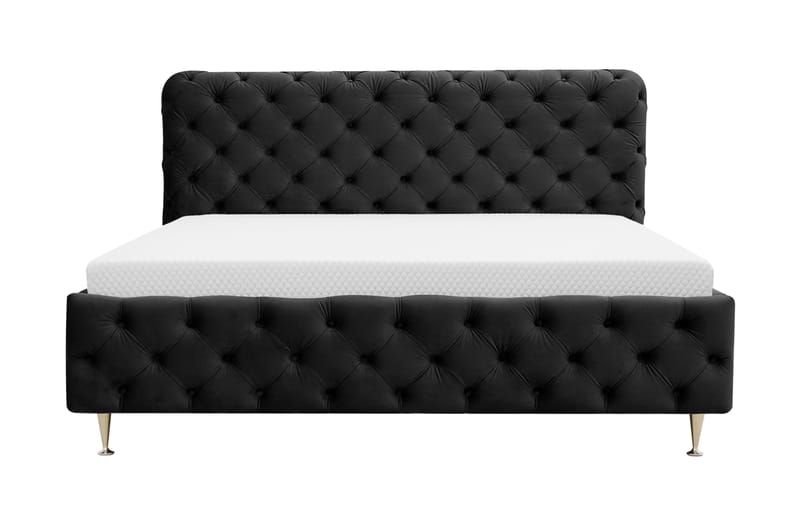 Chesterfield Komplett Sängpaket Sängram med Madrass 160x200 cm - Svart - Möbler - Säng - Ramsäng