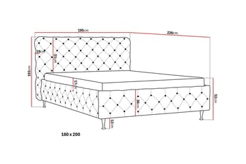 Chesterfield Komplett Sängpaket Sängram med Madrass 180x200 cm - Grå - Möbler - Säng - Ramsäng