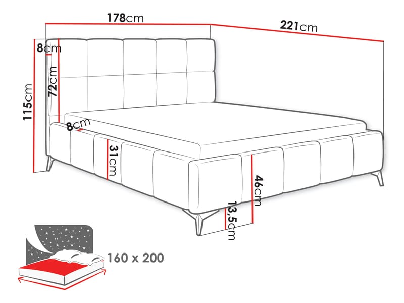 Cinerea Sängram med förvaring 160x200 cm - brun - Möbler - Säng - Säng med förvaring