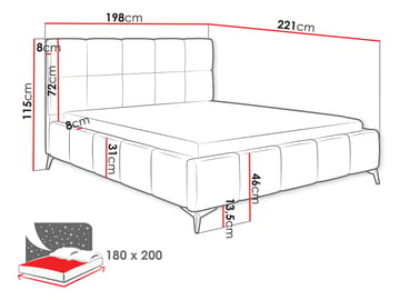 Cinerea Sängram med förvaring 180x200 cm - grå - Möbler - Säng - Säng med förvaring