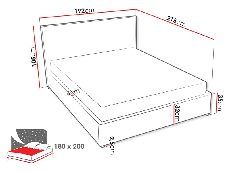 Cirencester Sängram 180x200 cm med Lyftförvaring - ljusgrå - Möbler - Säng - Säng med förvaring