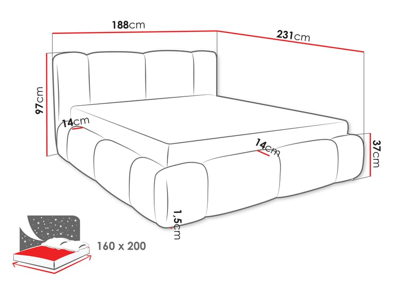 Cirencester Sängram med förvaring 160x200 cm - Lambi 04 - Möbler - Säng - Säng med förvaring