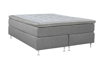 Coral Komplett Sängpaket – Kontinentalsäng 140x200 cm i Tyg med Sänggavel + Bäddmadrass - Grå - Möbler - Säng - Kontinentalsäng