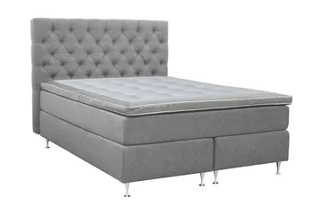 Coral Komplett Sängpaket – Kontinentalsäng 160x200 cm i Tyg med Sänggavel + Bäddmadrass - Grå - Möbler - Säng - Kontinentalsäng