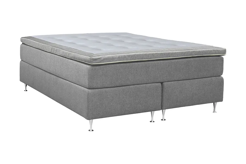 Coral Komplett Sängpaket – Kontinentalsäng 180x200 cm i Tyg med Sänggavel + Bäddmadrass - Grå - Möbler - Säng - Kontinentalsäng