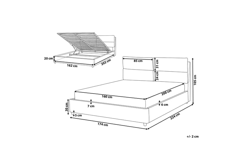 Daxxon Sängram 160x200 cm - Grå - Möbler - Säng - Säng med förvaring
