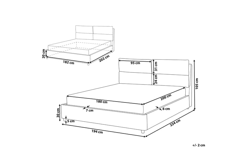 Daxxon Sängram 180x200 cm - Grå - Möbler - Säng - Säng med förvaring
