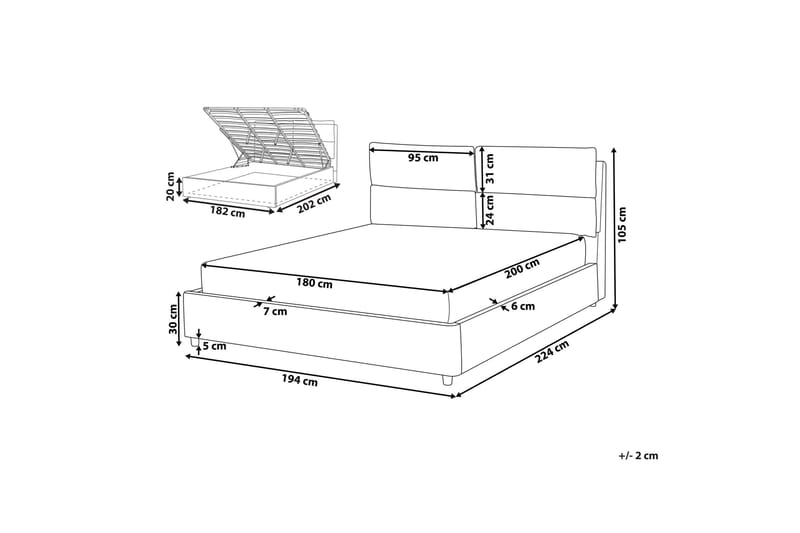 Daxxon Sängram 180x200 cm - Ljusgrå - Möbler - Säng - Säng med förvaring