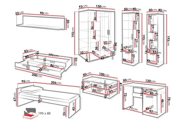 Dekona Möbelset För Sovrum - Grå/Vit - Möbler - Säng - Möbelset för sovrum