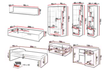 Dekona Möbelset För Sovrum - Grå/Vit - Möbler - Säng - Möbelset för sovrum