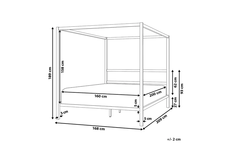 Denaya Himmelsäng 160x200 cm - Vit - Möbler - Säng - Himmelsäng