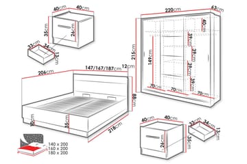Dentrona Möbelset För Sovrum - Vit/Beige - Möbler - Säng - Möbelset för sovrum