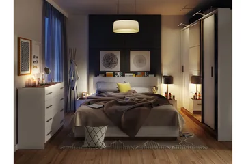 Dentrona Möbelset För Sovrum - Vit/Beige - Möbler - Säng - Möbelset för sovrum