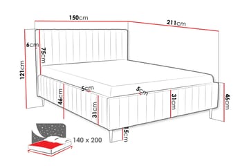 Desio Förvaringssäng 140x200 cm - Röd - Möbler - Säng - Säng med förvaring