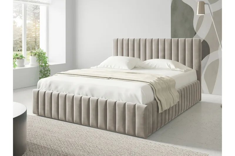 Desio Förvaringssäng 160x200 cm - Beige - Möbler - Säng - Säng med förvaring