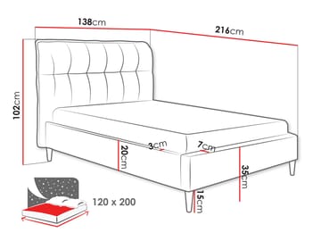 Deyros Sängram 120x200 cm - grå - Möbler - Säng - Sängram & sängstomme