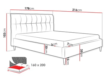 Deyros Sängram 160x200 cm - grå - Möbler - Säng - Sängram & sängstomme