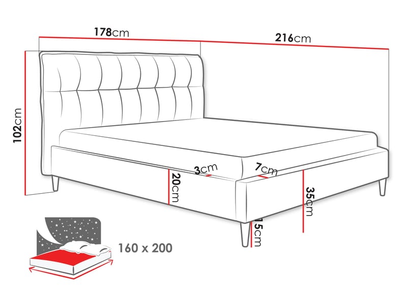 Deyros Sängram 160x200 cm - grå - Möbler - Säng - Sängram & sängstomme