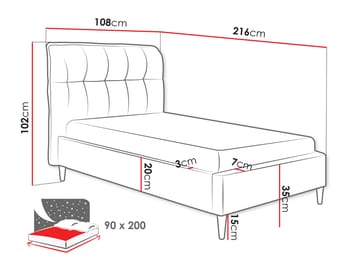 Deyros Sängram 90x200 cm - grå - Möbler - Säng - Sängram & sängstomme