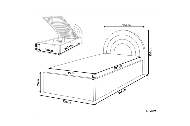 Diantha Sängram 90x200 cm - Rosa - Möbler - Säng - Säng med förvaring