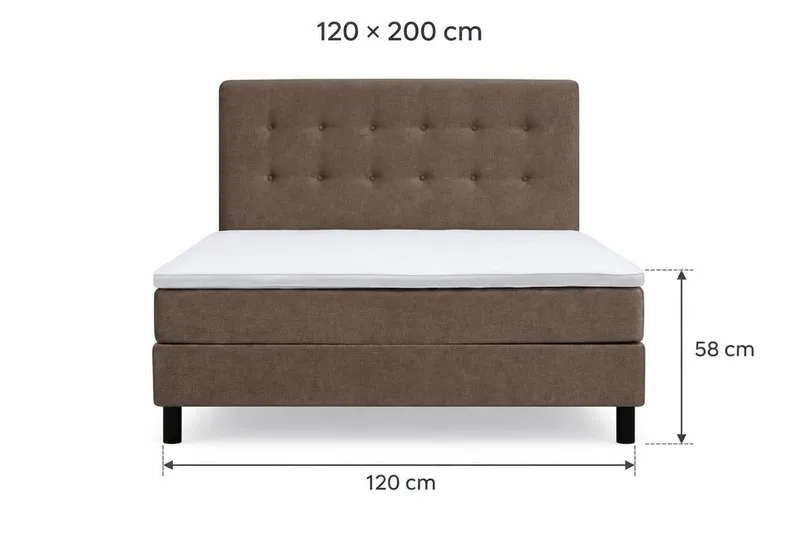 Dream Komplett Sängpaket 120x200 cm Knappar - Brun - Möbler - Säng - Komplett sängpaket
