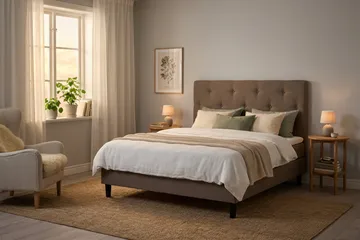 Dream Komplett Sängpaket 150x200 cm Assymetriska knappar - Brun - Möbler - Säng - Kontinentalsäng