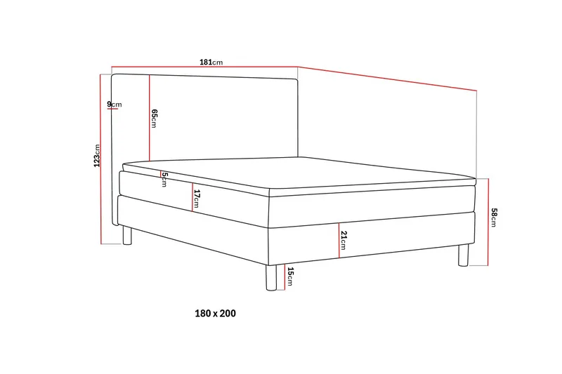 Dream Komplett Sängpaket 180x200 cm Slät Sänggavel - Grå - Möbler - Säng - Enkelsäng