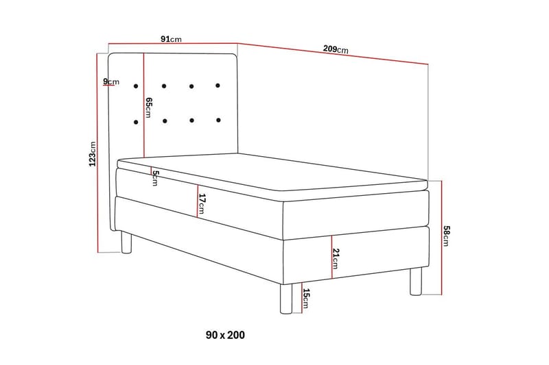Dream Komplett Sängpaket 90x200 cm Knappar - Beige - Möbler - Säng - Dubbelsäng