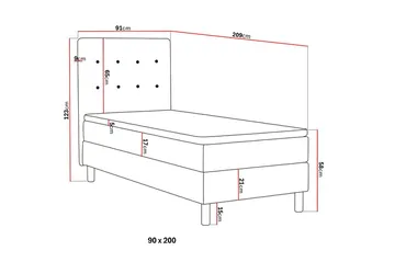 Dream Komplett Sängpaket 90x200 cm Knappar - Mörkgrå - Möbler - Säng - Kontinentalsäng